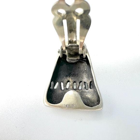 Collectible 90s Lisa Jenks Sterling Silver Triangle Cut-Out Clip-on Earrings EUC - Picture 7 of 8